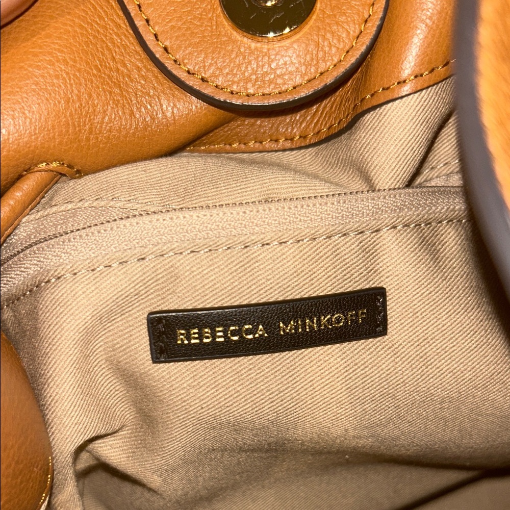 Rebecca Minkoff Nanine Leather Drawstring Brown Pebbled Leather Bucket Bag EUC - Picture 9 of 9